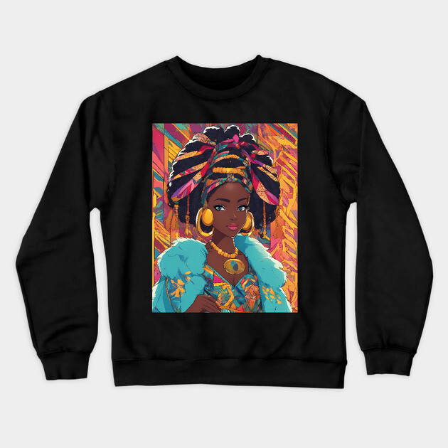 Most Beautiful African Black Woman Crewneck Sweatshirt by animegirlnft