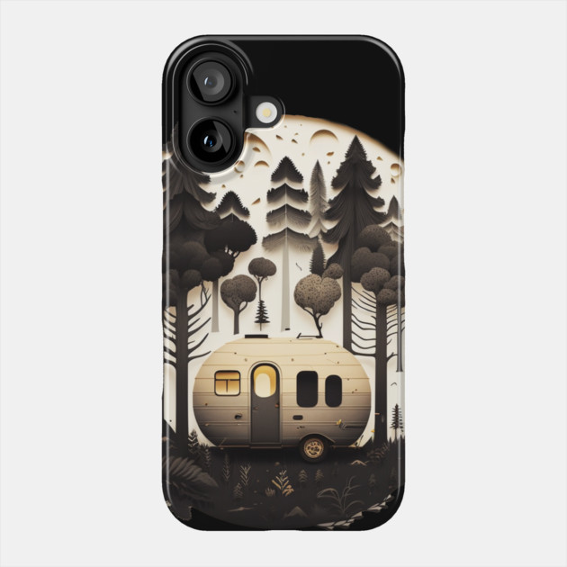 Camping Adventure in the Forest, Full Moon Night Phone Case by logiamerch
