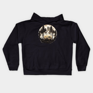 Camping Adventure in the Forest, Full Moon Night Kids Hoodie