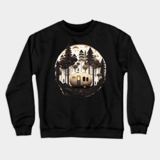 Camping Adventure in the Forest, Full Moon Night Crewneck Sweatshirt