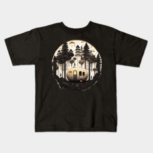 Camping Adventure in the Forest, Full Moon Night Kids T-Shirt