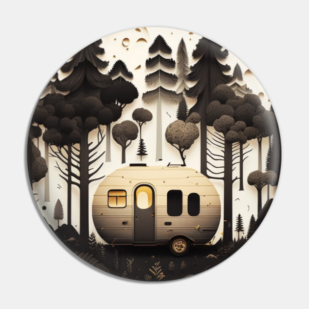 Camping Adventure in the Forest, Full Moon Night Pin by logiamerch