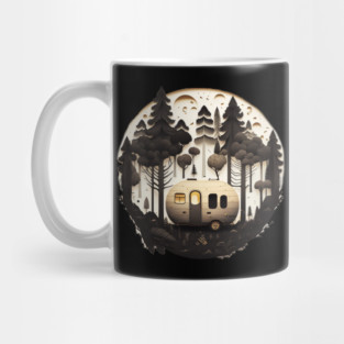 Camping Adventure in the Forest, Full Moon Night Mug