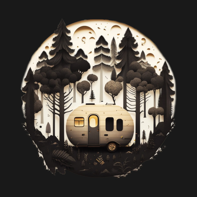 Camping Adventure in the Forest, Full Moon Night by logiamerch