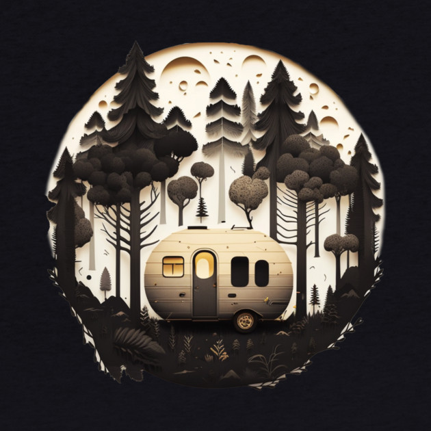 Camping Adventure in the Forest, Full Moon Night by logiamerch