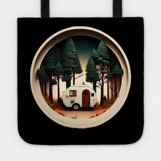 Camping Adventure in the Forest, Night Sky Tote by logiamerch