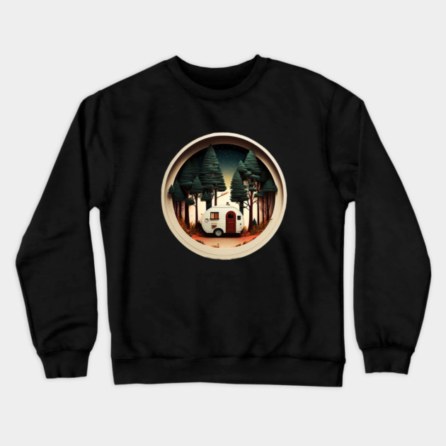 Camping Adventure in the Forest, Night Sky Crewneck Sweatshirt by logiamerch