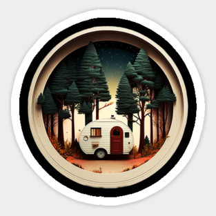 Camping Adventure in the Forest, Night Sky Sticker