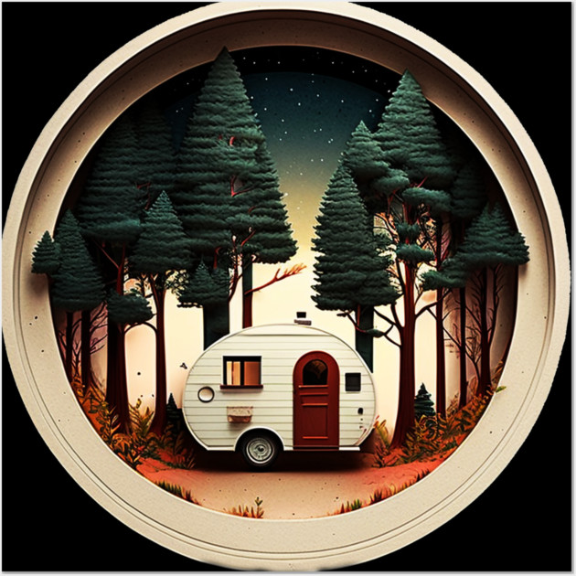 Camping Adventure in the Forest, Night Sky Wall Art by logiamerch
