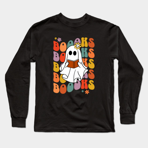 Book Loving Ghost Long Sleeve T-Shirt by HolidayBug