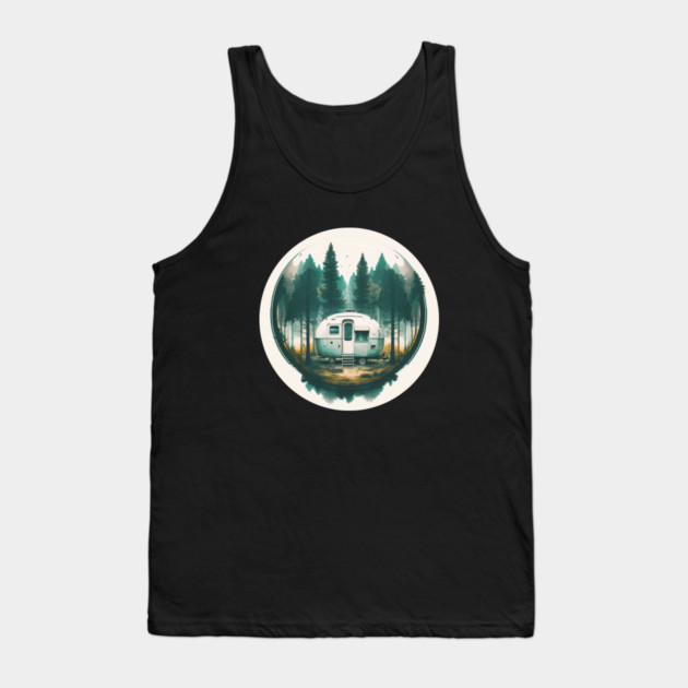 Camping Van, Adventure in the Forest, Watercolor Style Tank Top by logiamerch