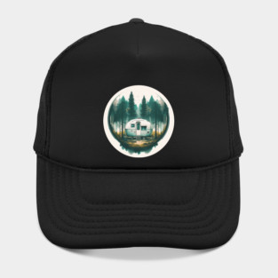 Camping Van, Adventure in the Forest, Watercolor Style Hat