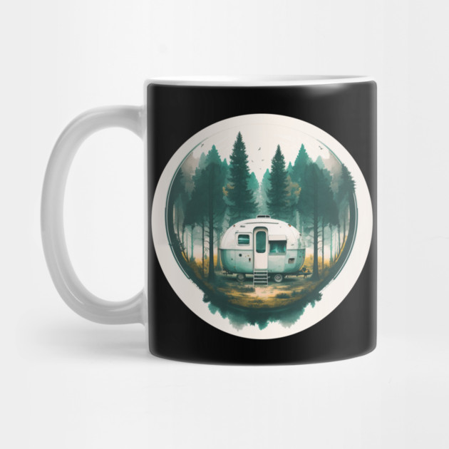 Camping Van, Adventure in the Forest, Watercolor Style by logiamerch