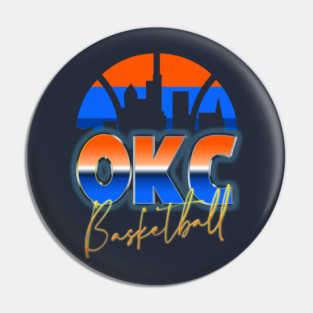 Oklahoma City Basketball Retro 90s Chrome Skyline Pin