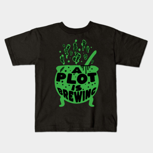 Author Halloween A Plot is Brewing Kids T-Shirt by H. R. Sinclair