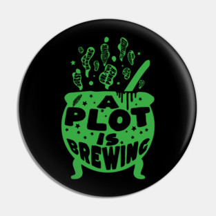 Author Halloween A Plot is Brewing Pin