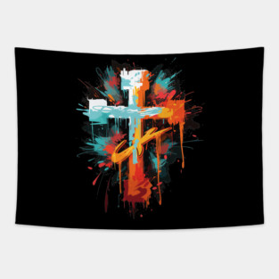 Graffiti Cross Tapestry