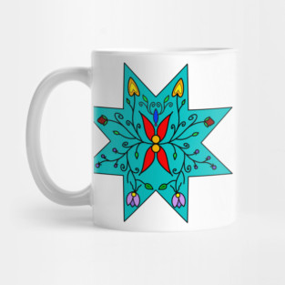 Turquoise Floral Star Mug