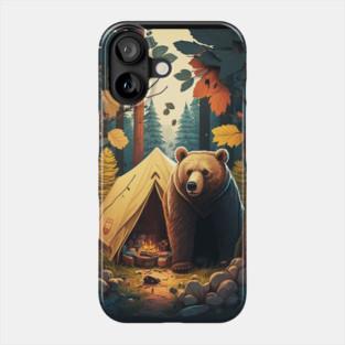 Camping Adventure in the Forest, Bear Phone Case