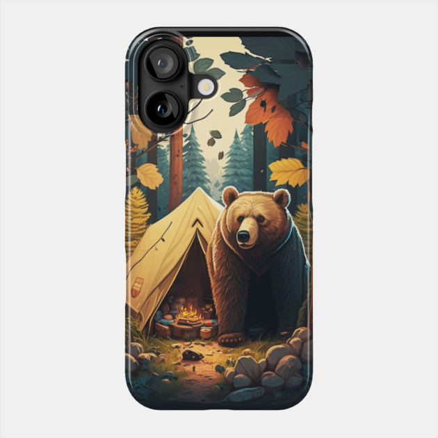Camping Adventure in the Forest, Bear Phone Case by logiamerch