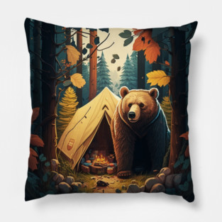 Camping Adventure in the Forest, Bear Pillow