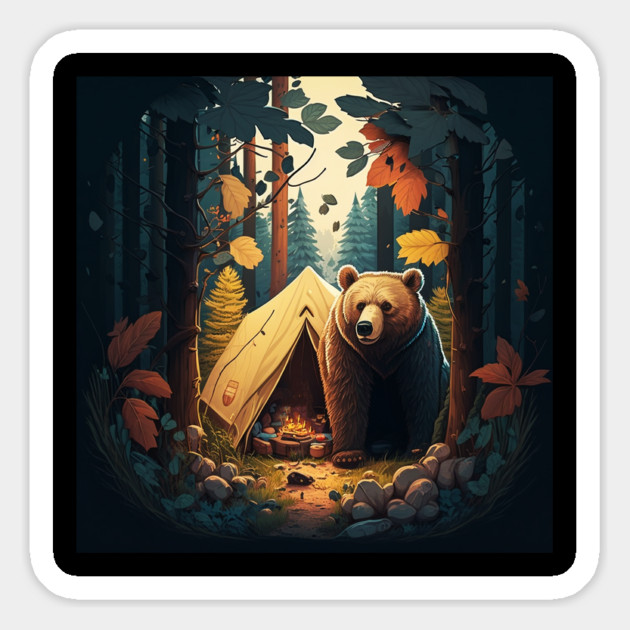 Camping Adventure in the Forest, Bear Magnet by logiamerch