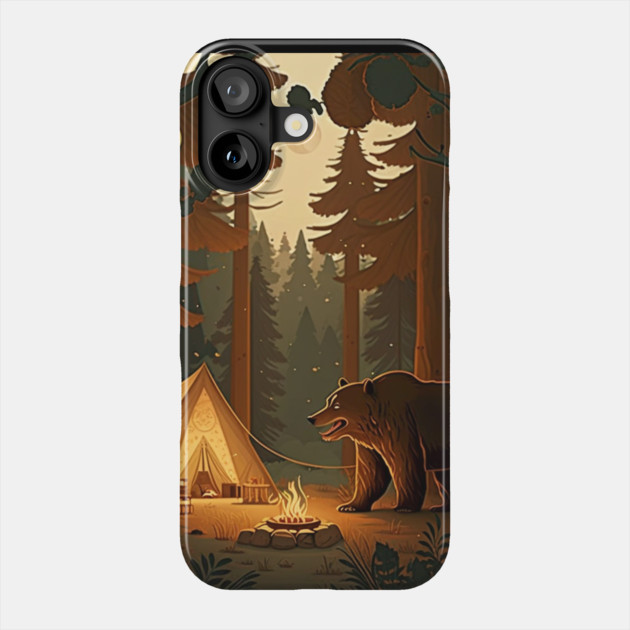 Camping with Bear,  Adventure in the Forest Phone Case by logiamerch