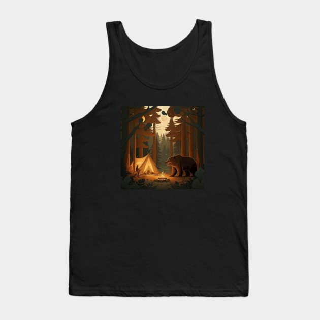 Camping with Bear,  Adventure in the Forest Tank Top by logiamerch
