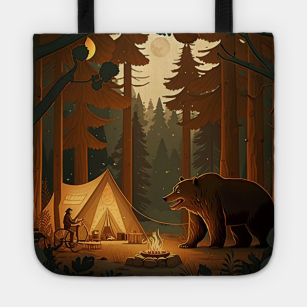Camping with Bear,  Adventure in the Forest Tote by logiamerch