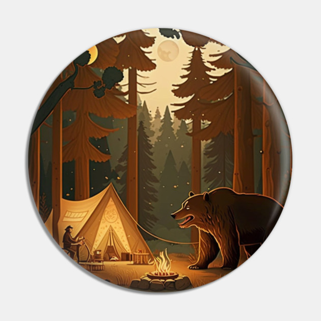 Camping with Bear,  Adventure in the Forest Pin by logiamerch
