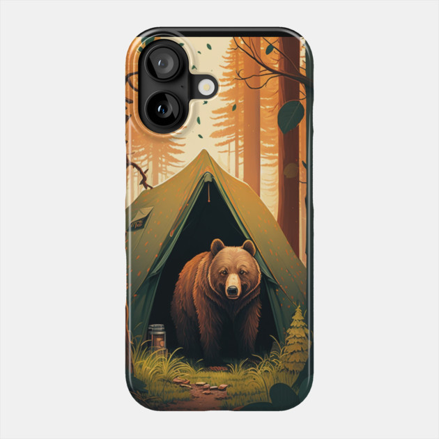 Camping with Bear, Adventure in the Forest by Phone Case by logiamerch