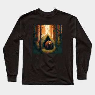 Camping with Bear, Adventure in the Forest by Long Sleeve T-Shirt