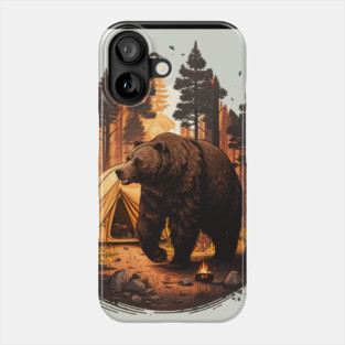 Camping with Bear, Adventure in the Forest Phone Case