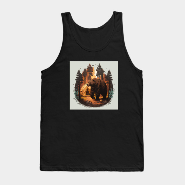 Camping with Bear, Adventure in the Forest Tank Top by logiamerch