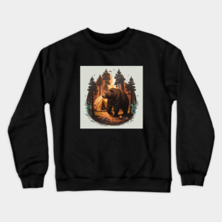 Camping with Bear, Adventure in the Forest Crewneck Sweatshirt