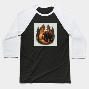 Camping with Bear, Adventure in the Forest Baseball T-Shirt