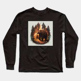 Camping with Bear, Adventure in the Forest Long Sleeve T-Shirt