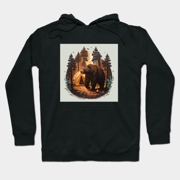 Camping with Bear, Adventure in the Forest Hoodie by logiamerch