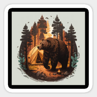 Camping with Bear, Adventure in the Forest Magnet