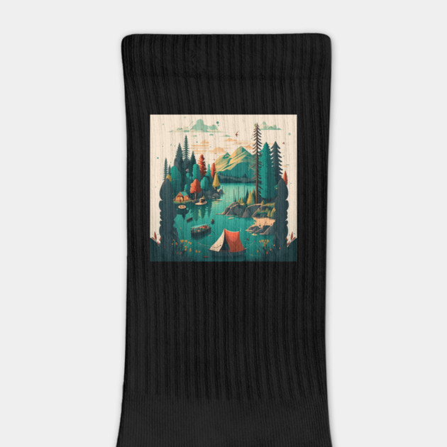 Camping Adventure in the Forest Lake, Fishing by logiamerch