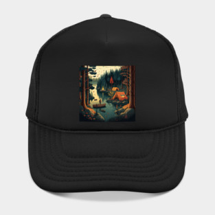 Camping Adventure in the Forest Lake, Fishing Hat