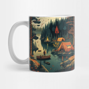 Camping Adventure in the Forest Lake, Fishing Mug