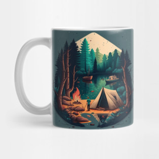 Camping Adventure in the Forest Lake, Fishing Mug