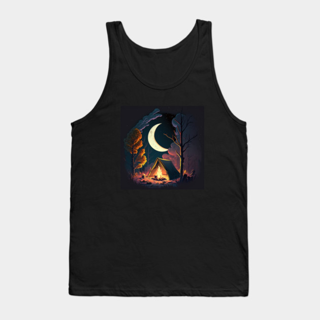 Camping Adventure in the Forest, Campfire Tank Top by logiamerch