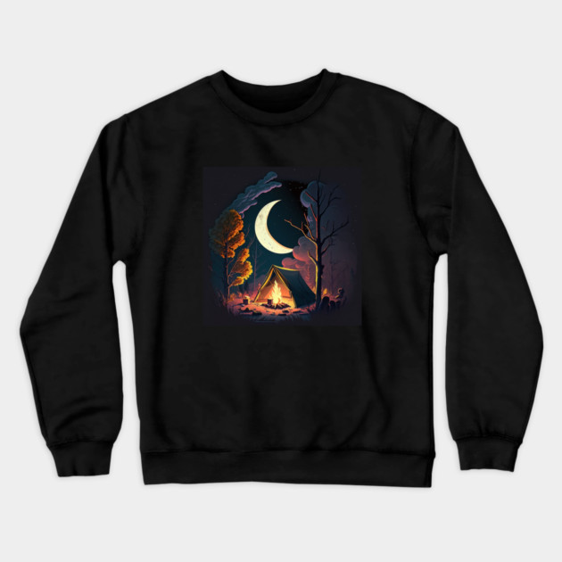Camping Adventure in the Forest, Campfire Crewneck Sweatshirt by logiamerch