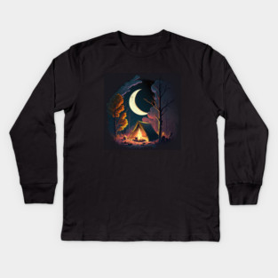Camping Adventure in the Forest, Campfire Kids Long Sleeve T-Shirt