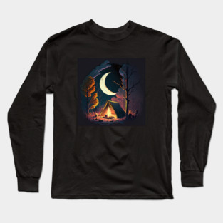 Camping Adventure in the Forest, Campfire Long Sleeve T-Shirt