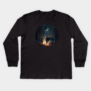 Camping Adventure in the Forest, Campfire Kids Long Sleeve T-Shirt
