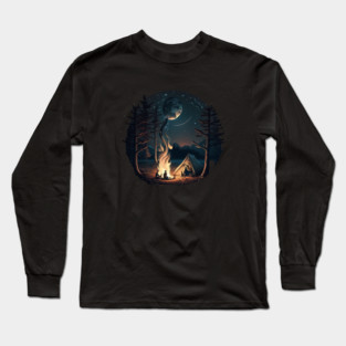 Camping Adventure in the Forest, Campfire Long Sleeve T-Shirt