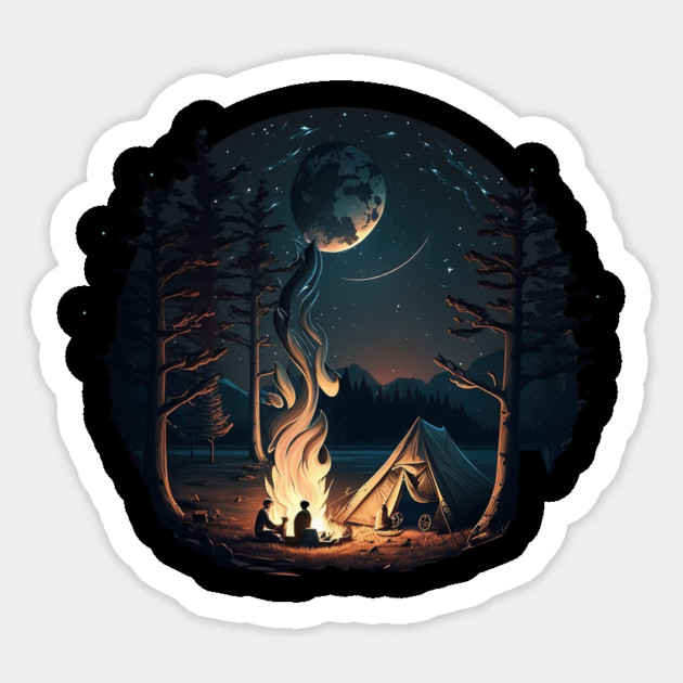 Camping Adventure in the Forest, Campfire Sticker by logiamerch